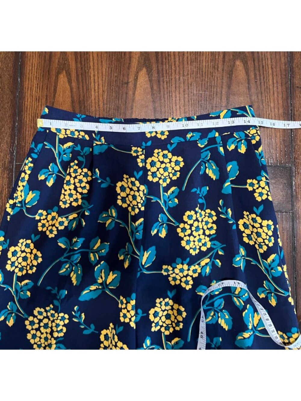 J.Crew Floral Wide Leg Pants Palazzos Cropped PullOn High Rise Blue Yellow 6 NEW - Picture 6 of 8